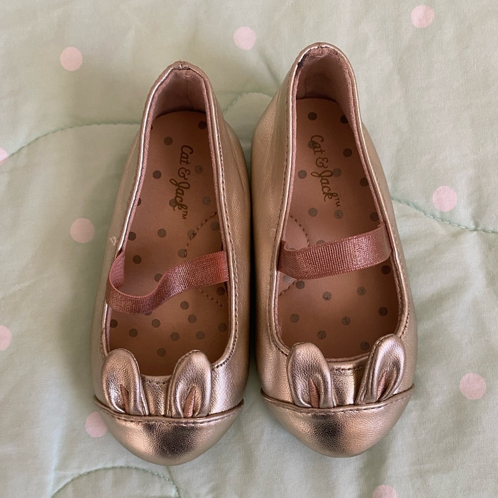 Toddler Baby Cat & Jack Girls Gold Bun Dress Shoes Size 5
